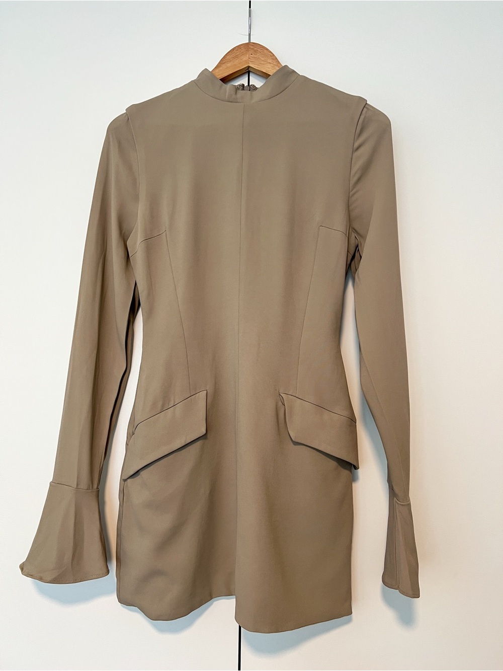 House of CB “MAHALIA” Taupe Long Sleeve Mini Dress